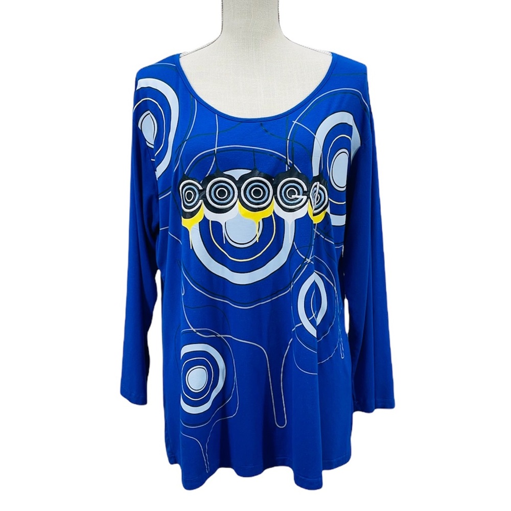 COOGI 3/4 Sleeve Blue Women’s Plus Size Tee Shirt Size 2X